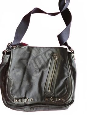 VINTAGE Y2K JUICY COUTURE Black Nylon MESSENGER SATCHEL SHOULDER BAG